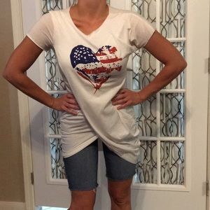 Long patriotic white t-shirt